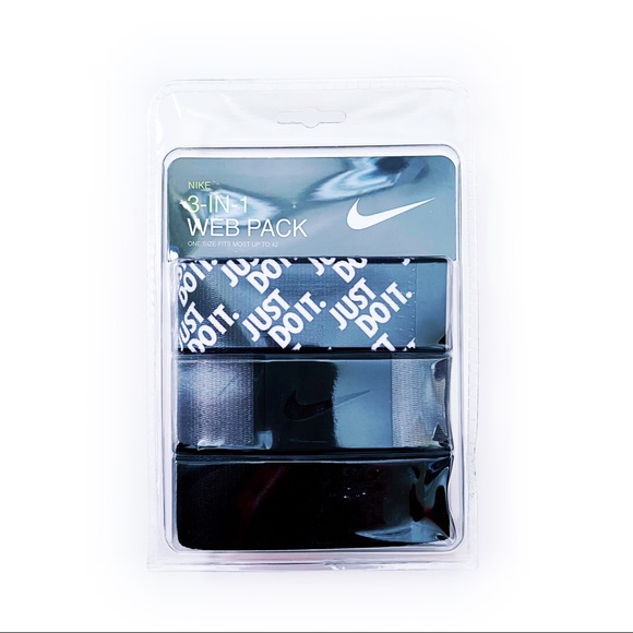 Nike Other - 🆕 Nike Golf 3-in-1 Web Belt Pack Just Do It Black Gray Mens